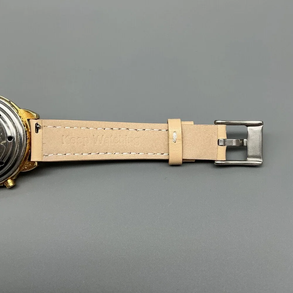 Lorus Women Watch 36mm White Mickey Mouse Talking Gold Tone Leather New Battery